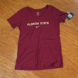 NWT Nike Florida State V Neck garnet top Size M  Schwoosh on front